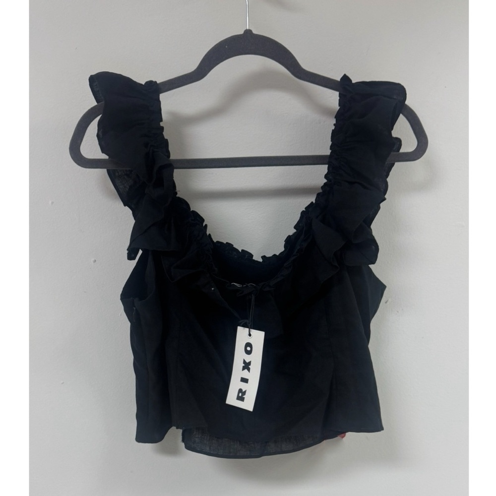 Rixo Ruffle Crop Tank. - Picture 2 of 6